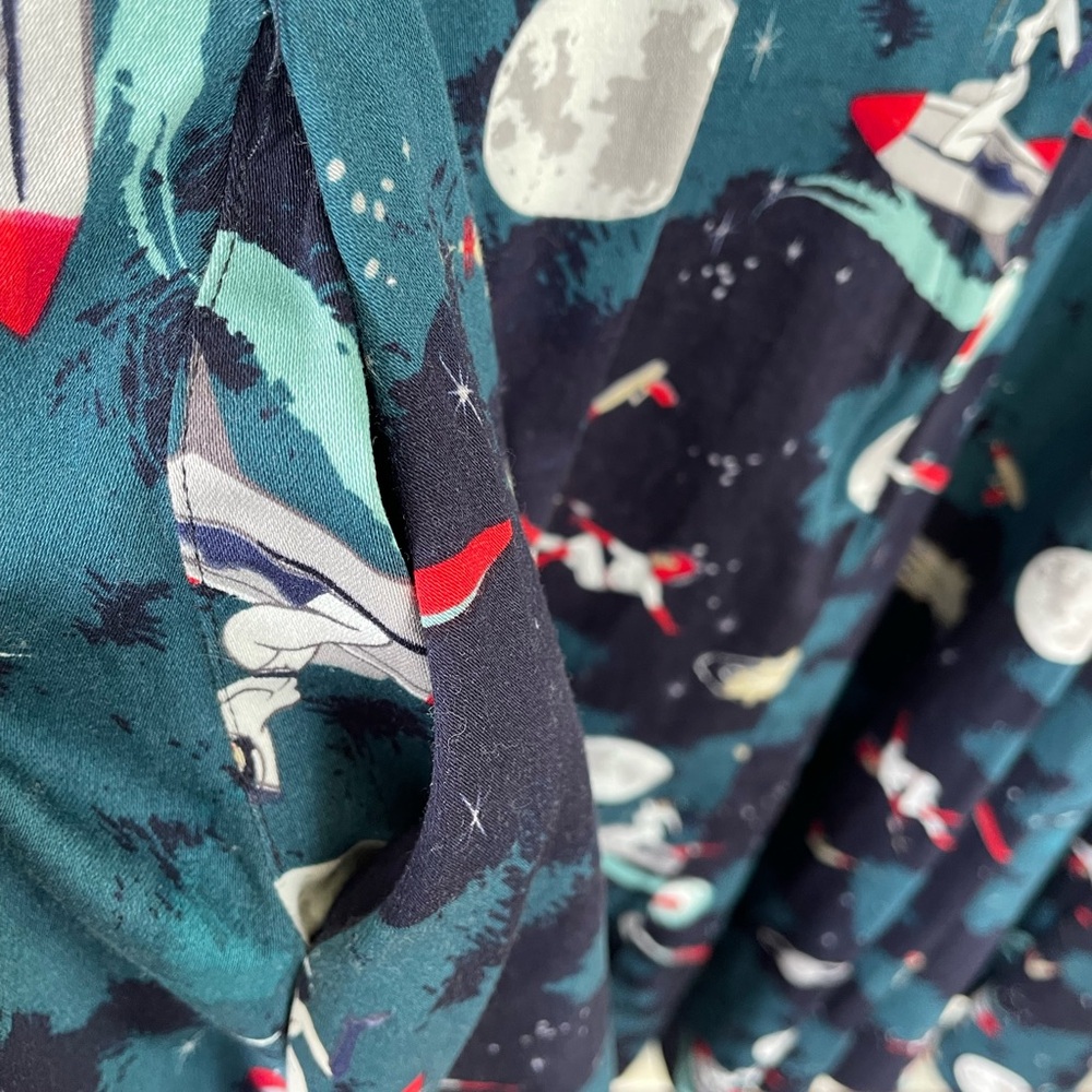 Collectif Blue Cosmic Space Babe Rocket Print Dress WITH POCKETS!!! - Picture 3 of 8